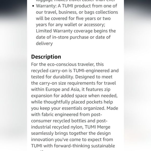 Tumi Merge International Front Lid 4-Wheeled Carry On Luggage - Picture 7 of 15